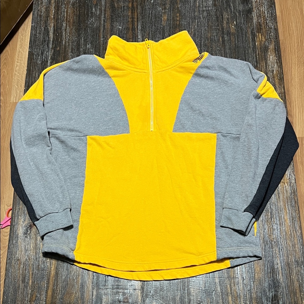 PINK Victoria's Secret Yellow and Gray Colorblock Pullover